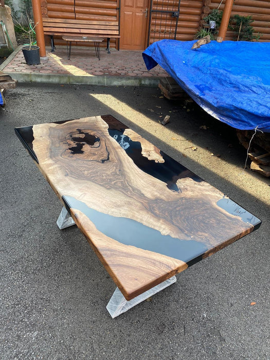 Walnut Dining Table, Epoxy Table, Epoxy Dining Table, Walnut Epoxy River Table, Custom 60" x 30" River Table, Custom Order for Michele C