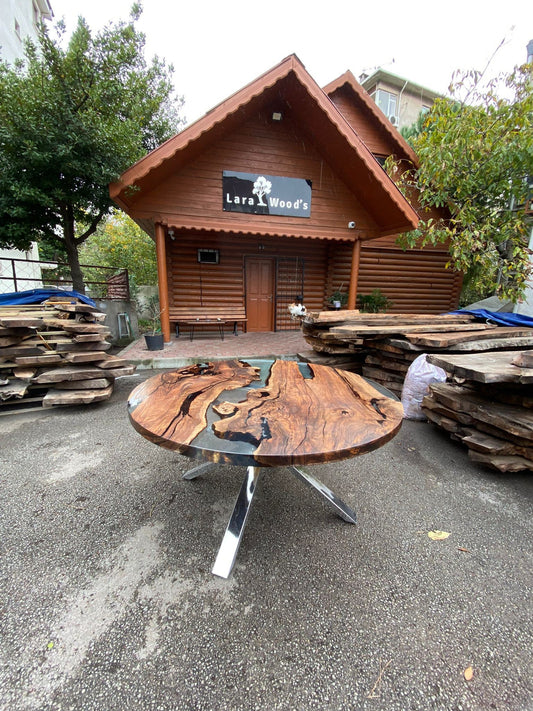 Epoxy Resin Table, Custom 60” Diameter Round Table, Clear Epoxy Table for Kay