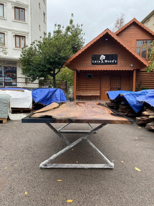 Epoxy Resin Table, Epoxy Table, Epoxy Dining Table, Custom 108” x 48” Walnut Smokey Gray Table, Epoxy Dining Table, Custom Order for Valona