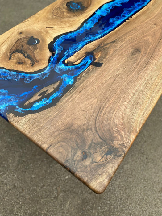 Handmade Epoxy Table, Epoxy Table, Epoxy Dining Table, Custom 60” x 33” Walnut Blue Ocean Epoxy Table, Epoxy Dining Table, Order for Tara