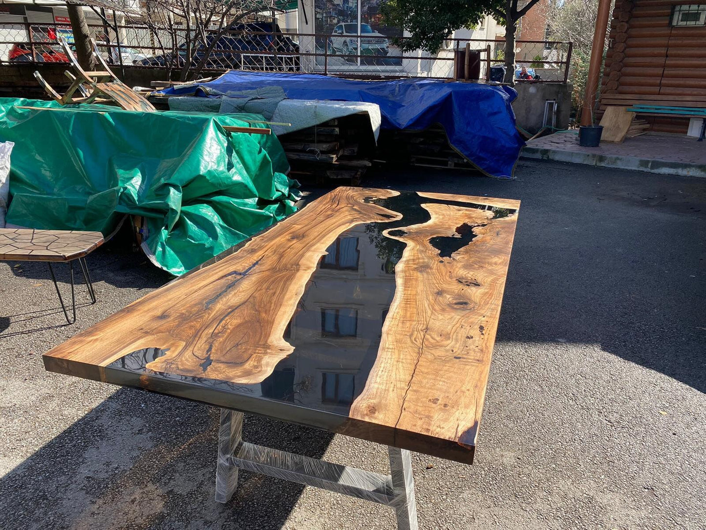 Walnut Live Edge Table, Custom 84” x 40” Walnut Smokey Gray Table, Epoxy Resin River Dining Table Order for Jodie F3