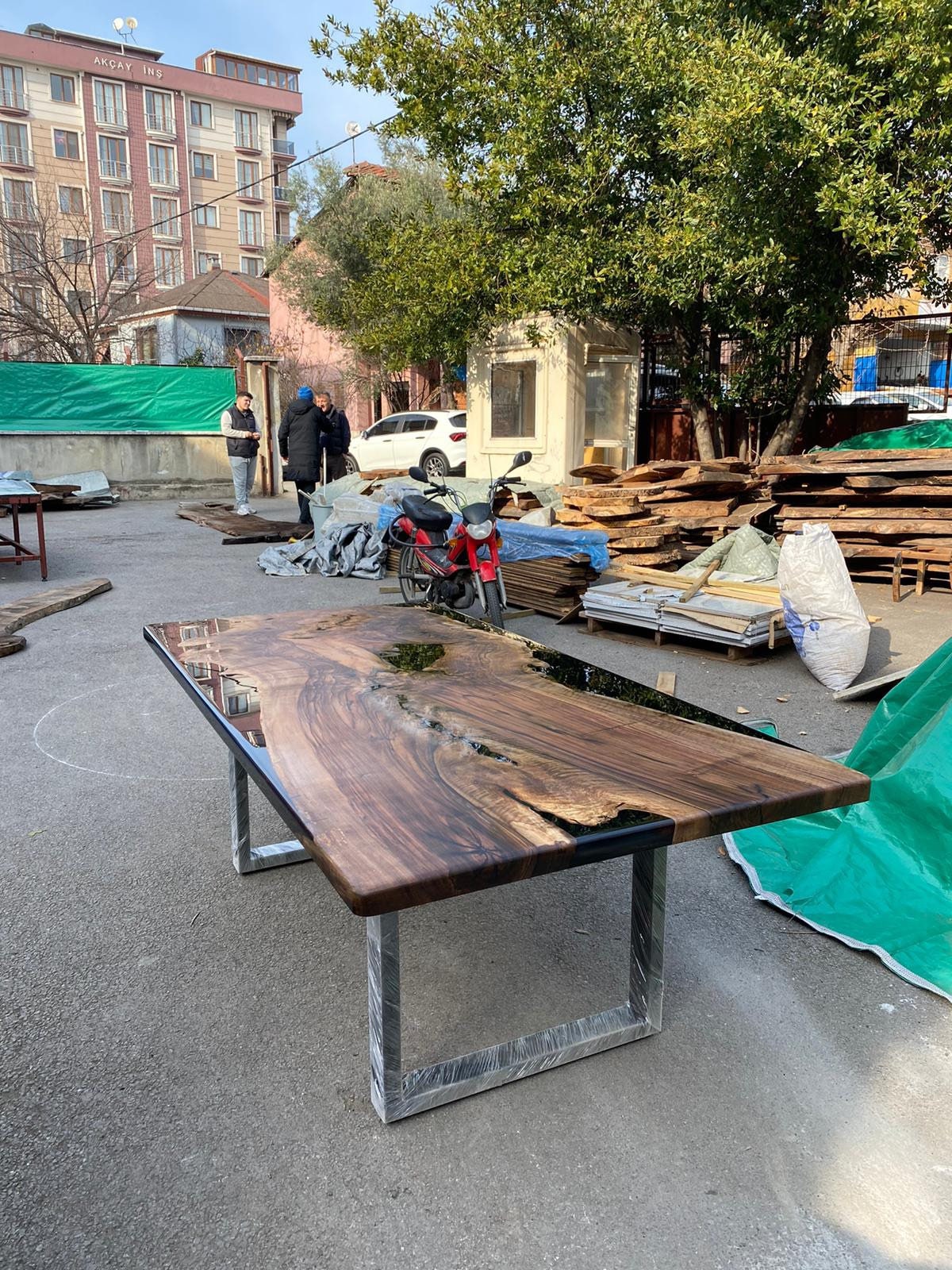 Handmade Epoxy Table, Epoxy Table, Epoxy Dining Table, Custom 84” x 42” Walnut Black Epoxy Table, Order for Roxanne