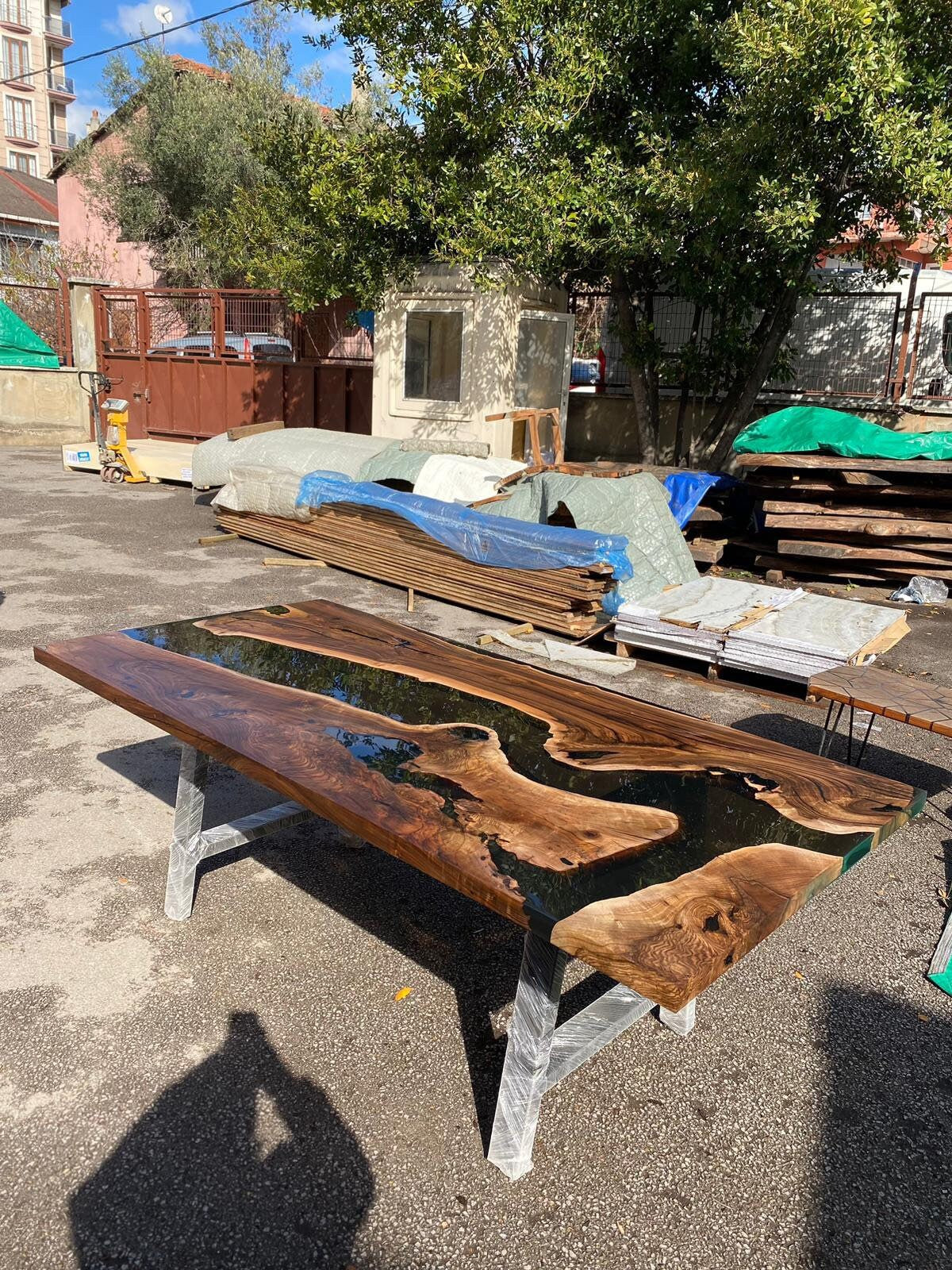 Walnut Live Edge Table, Custom 84” x 40” Walnut Smokey Gray Table, Epoxy Resin River Dining Table Order for Jodie F3