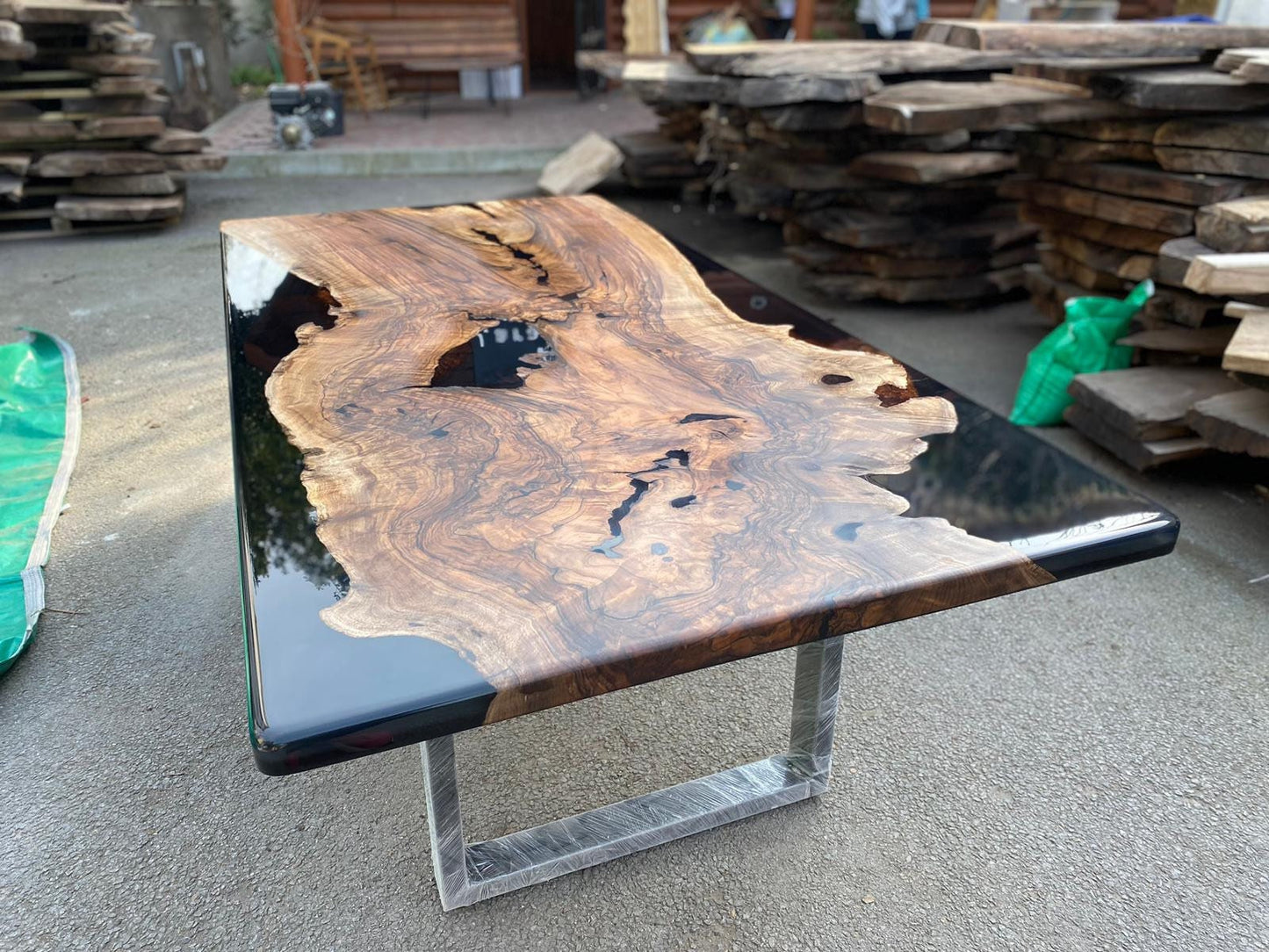 Handmade Epoxy Table, Epoxy Table, Epoxy Dining Table, Custom 84” x 42” Walnut Black Epoxy Table, Order for Roxanne