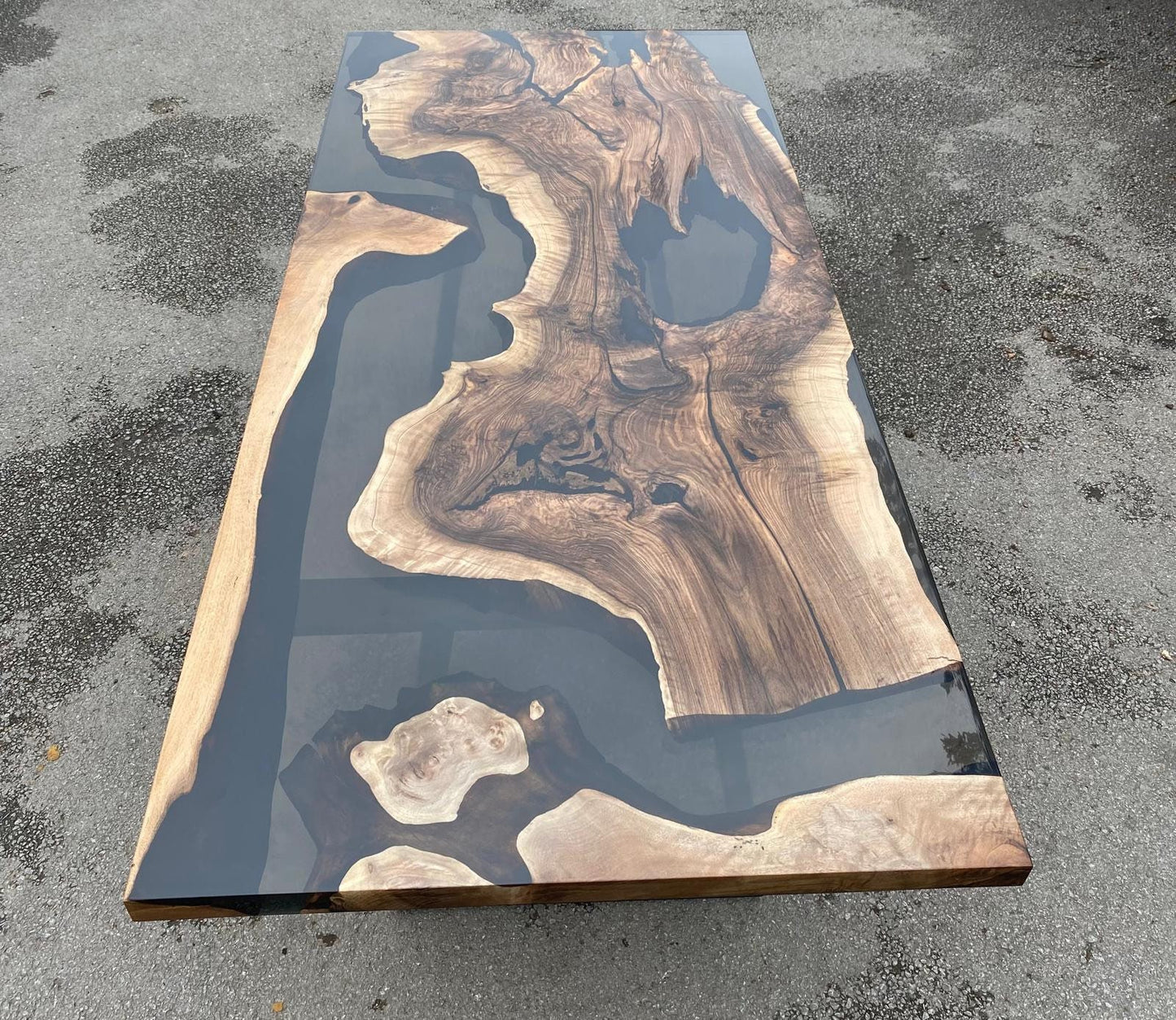 Walnut Dining Table, Epoxy Dining Table, Custom 84” x 36” Walnut Smokey Gray Table, Epoxy Resin Table for Tara R1