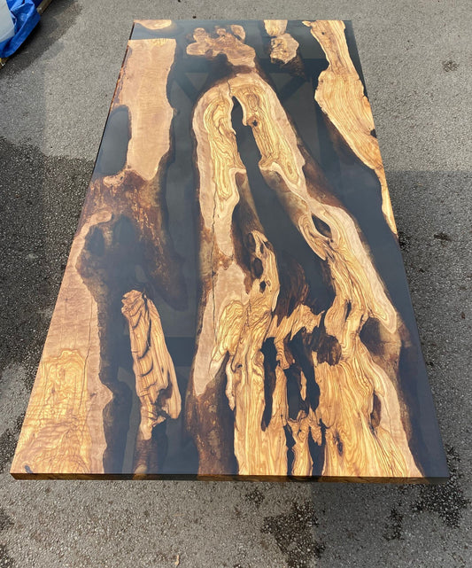 Epoxy Resin Table, Epoxy Dining Table, Custom 80” x 38” Olive Table, Smoke Gray Epoxy Table, Custom Order for Jeffrey R1