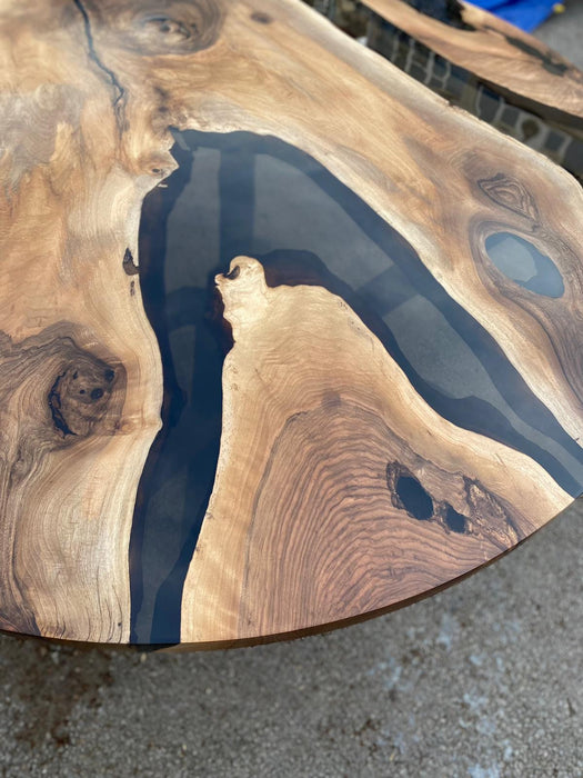 Round Dining Table, Custom 60” Diameter Round Table, Walnut Smoke Gray Epoxy Table, Epoxy Resin Table Order for Kimberly