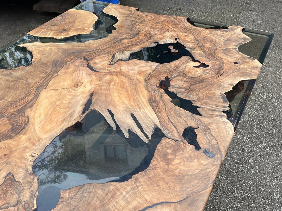 Epoxy Table, Epoxy Dining Table, Walnut Epoxy River Table, Custom 83” x 40” Walnut Smokey Gray Epoxy River Table Order for