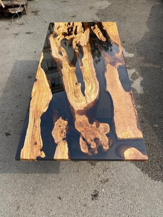 Epoxy Resin Table, Epoxy Dining Table, Custom 80” x 38” Olive Table, Smoke Gray Epoxy Table, Custom Order for Jeffrey R1