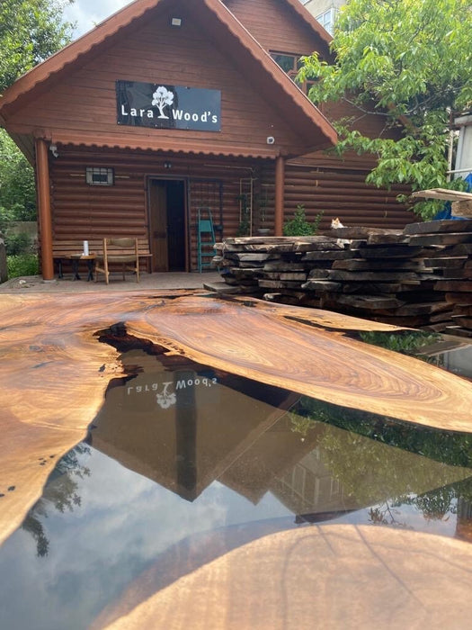 Epoxy Resin Table, Live Edge Table, Custom 78” x 42” Walnut Wood Smokey Gray Table, Epoxy Table, Handmade Epoxy Table, Order for Alh1