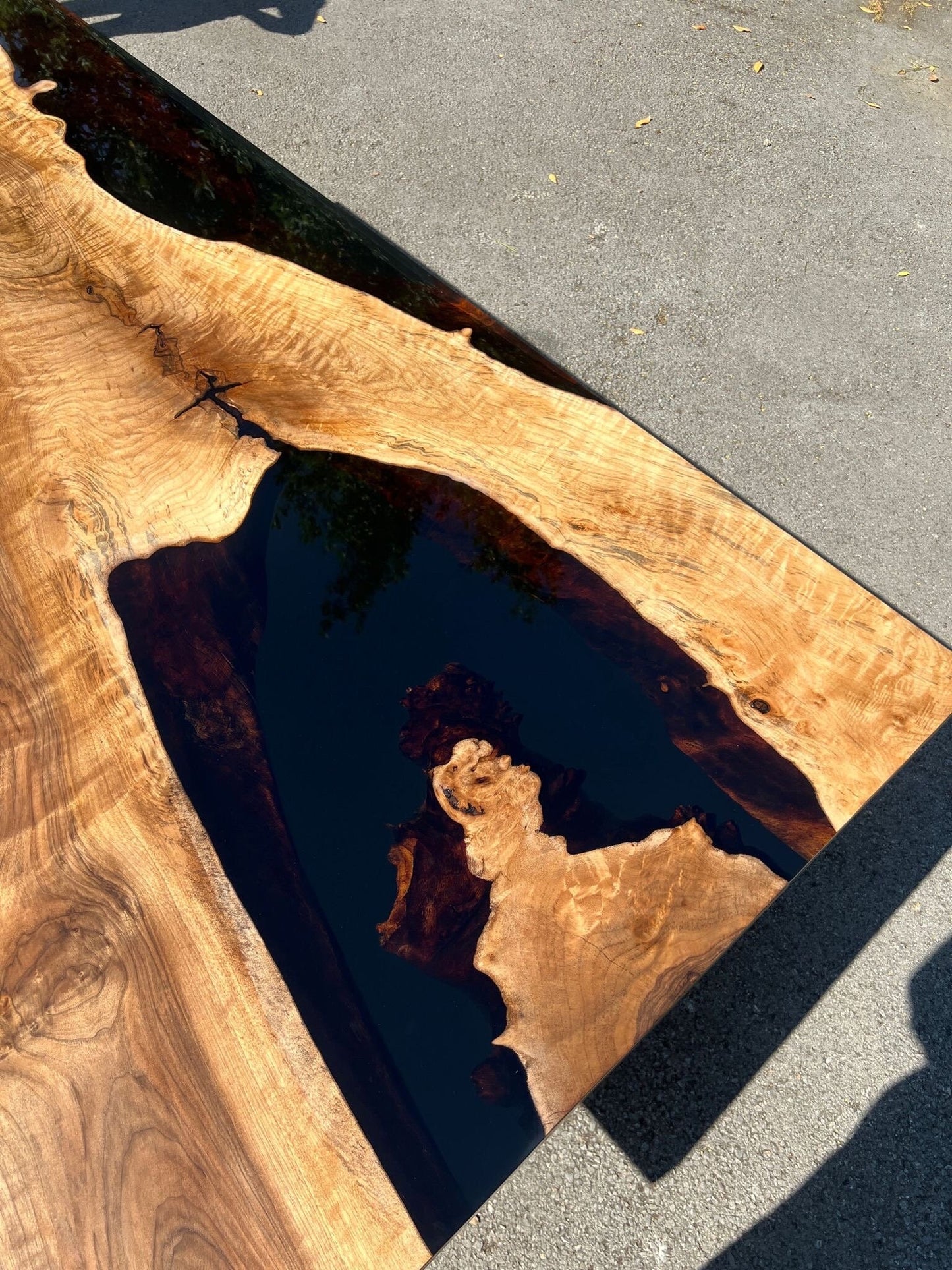 Black Epoxy Table, Epoxy Table, Epoxy Dining Table, Custom 90” x 45” Walnut Black Epoxy River Table Order for Kelly G