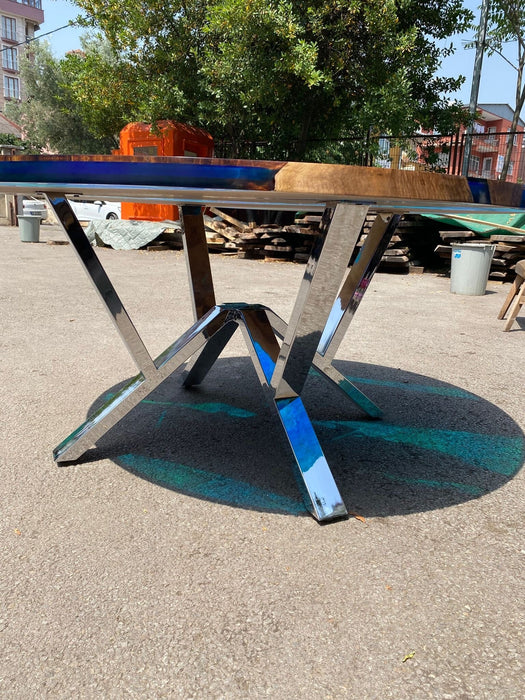 Round Dining Table, Custom 60” Round Walnut Blue Table, Turquoise, Green Epoxy Table, Epoxy Dining Table, Custom Order for Kendra