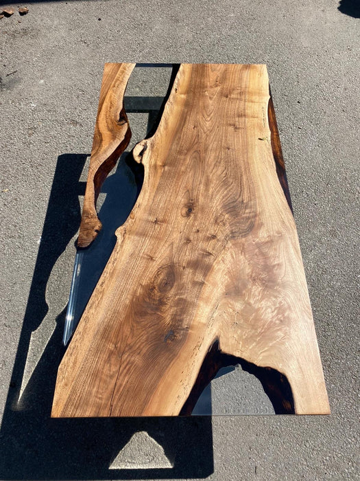 Epoxy Coffee Table, Custom 55” x 28” Walnut Clear Epoxy River Table Order for Kurt R