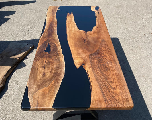 Walnut Dining Table, Epoxy Table, Epoxy Dining Table, Walnut Epoxy River Table, Custom 72" x 32" River Table, Custom Order for Kimberly T