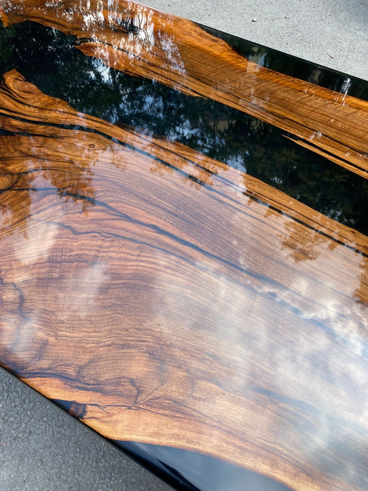 Epoxy Walnut Dining Table, Custom 90” x 40” Unique Walnut Table, Black Epoxy River Table, River Dining Table, Custom Order for Amy She 1