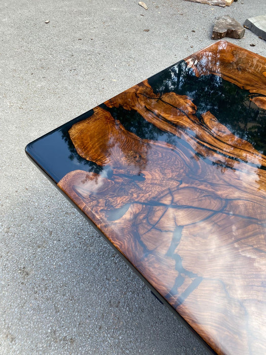 Epoxy Walnut Dining Table, Custom 90” x 40” Unique Walnut Table, Black Epoxy River Table, River Dining Table, Custom Order for Amy She 1