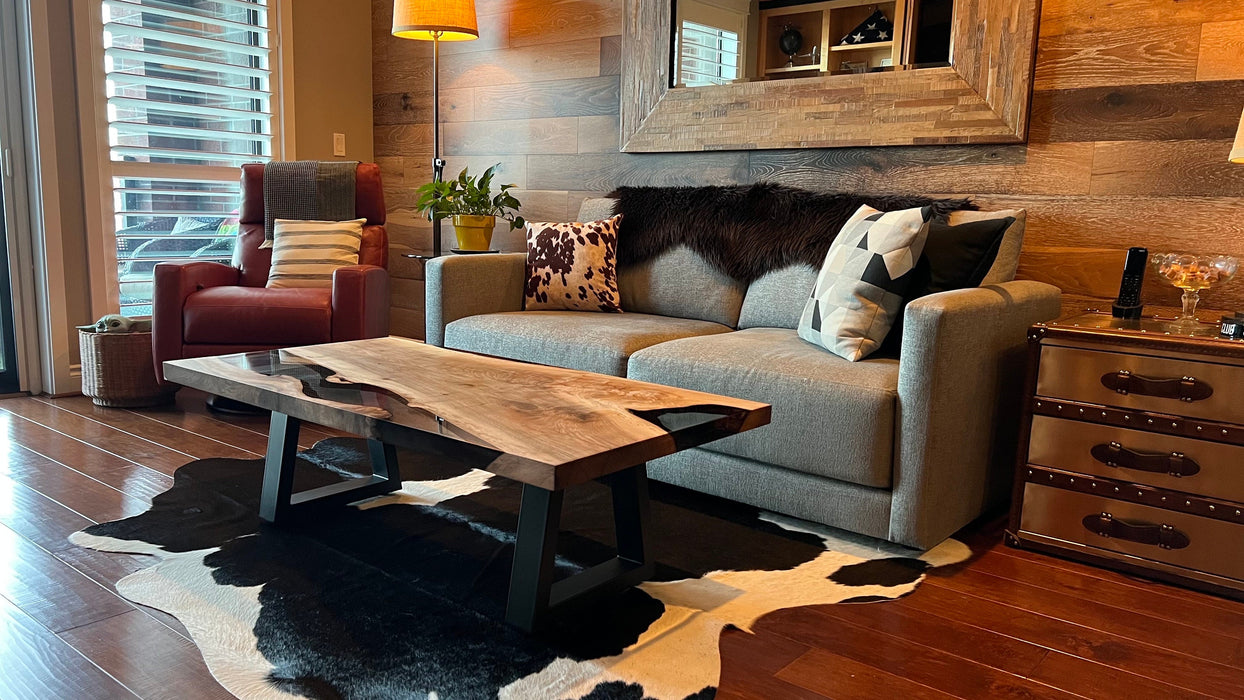 Epoxy Coffee Table, Custom 55” x 28” Walnut Clear Epoxy River Table Order for Kurt R