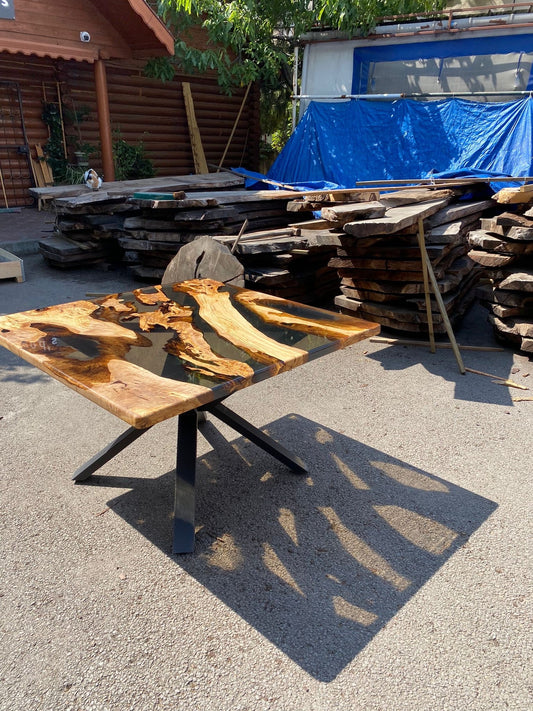 Olive Wood Epoxy Table, Olive Wood Table, Custom 48” x 48” Olive Smokey Gray Table, Epoxy Resin Table, Custom  Order for Marc G