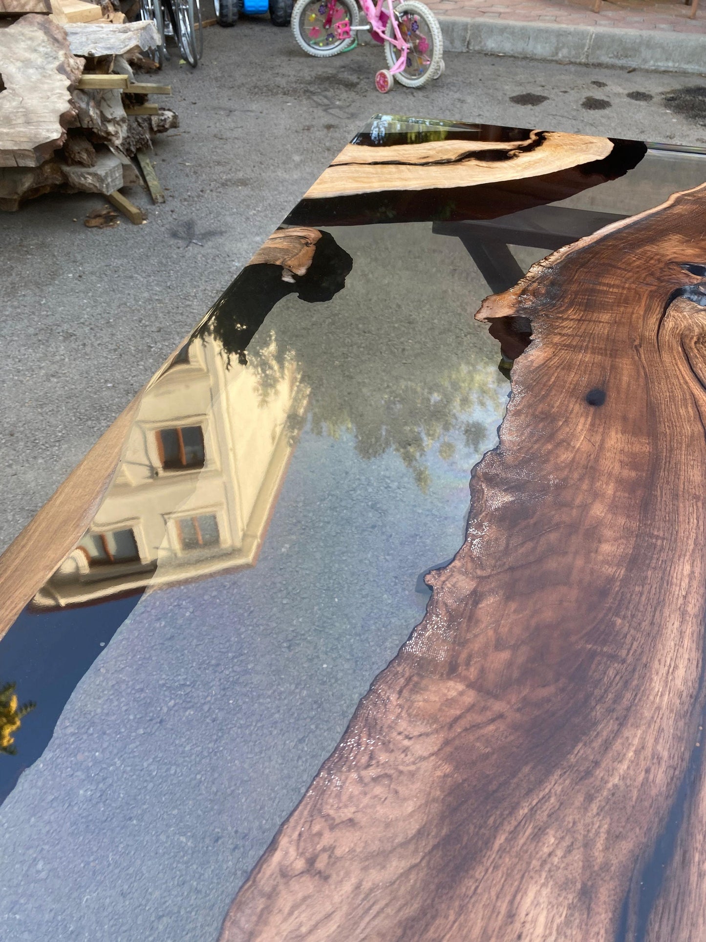 Custom Epoxy Resin Table, Custom 96” x 42" Smoky Gray Epoxy Table, River Table, Live Edge Table, Custom Order for Rashod