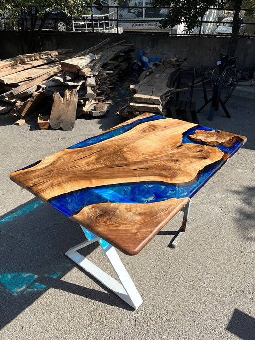 Epoxy Dining Table, Walnut Dining Table, Custom 66” x 44” Walnut Blue, Turquoise, Green Table, Epoxy Dining Table, Custom for Katherine P