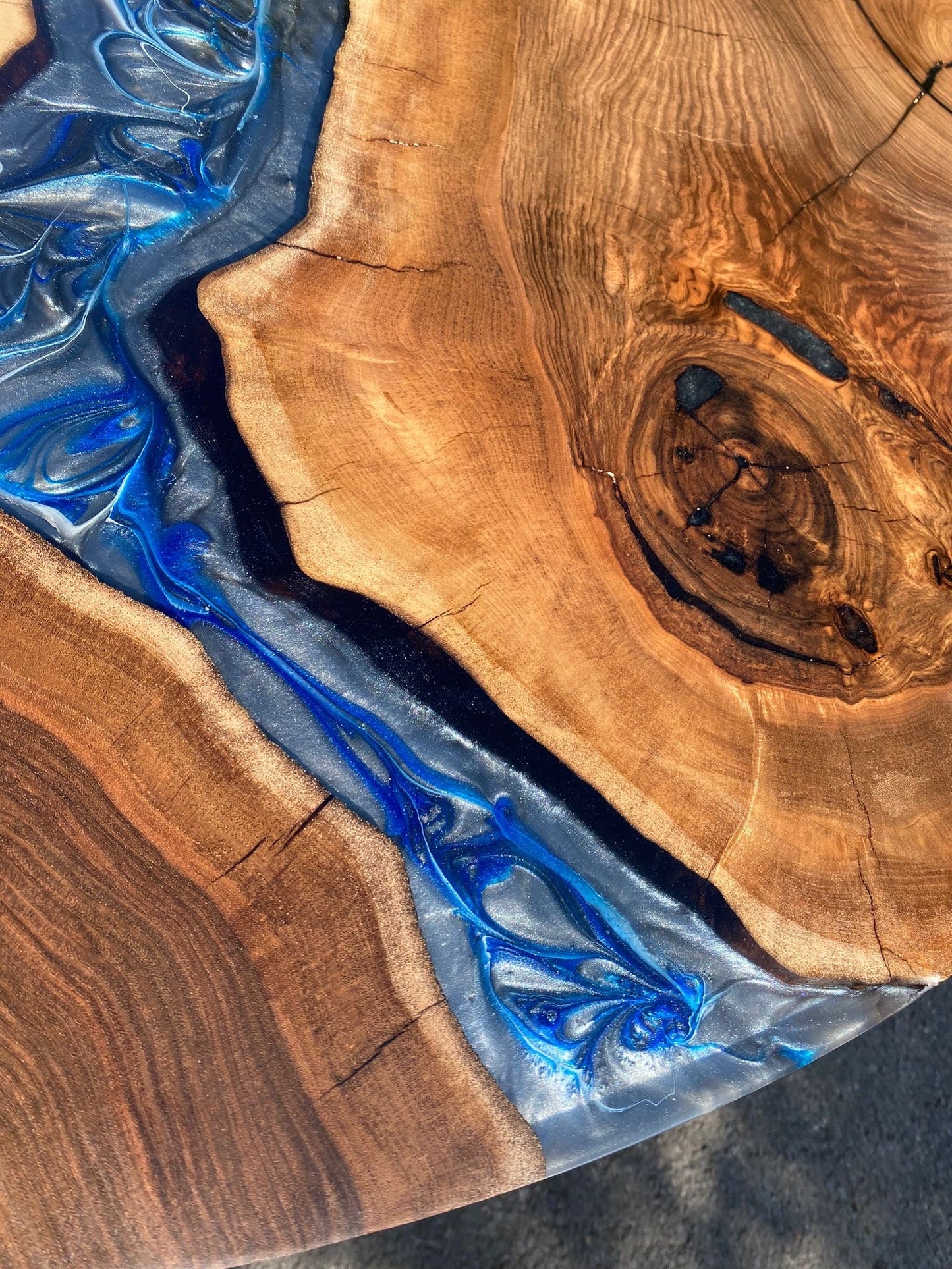 Round  Epoxy Table, Custom 60” Round  Walnut Epoxy Table, Epoxy Dining Table, Live Edge Table, Order for Esther