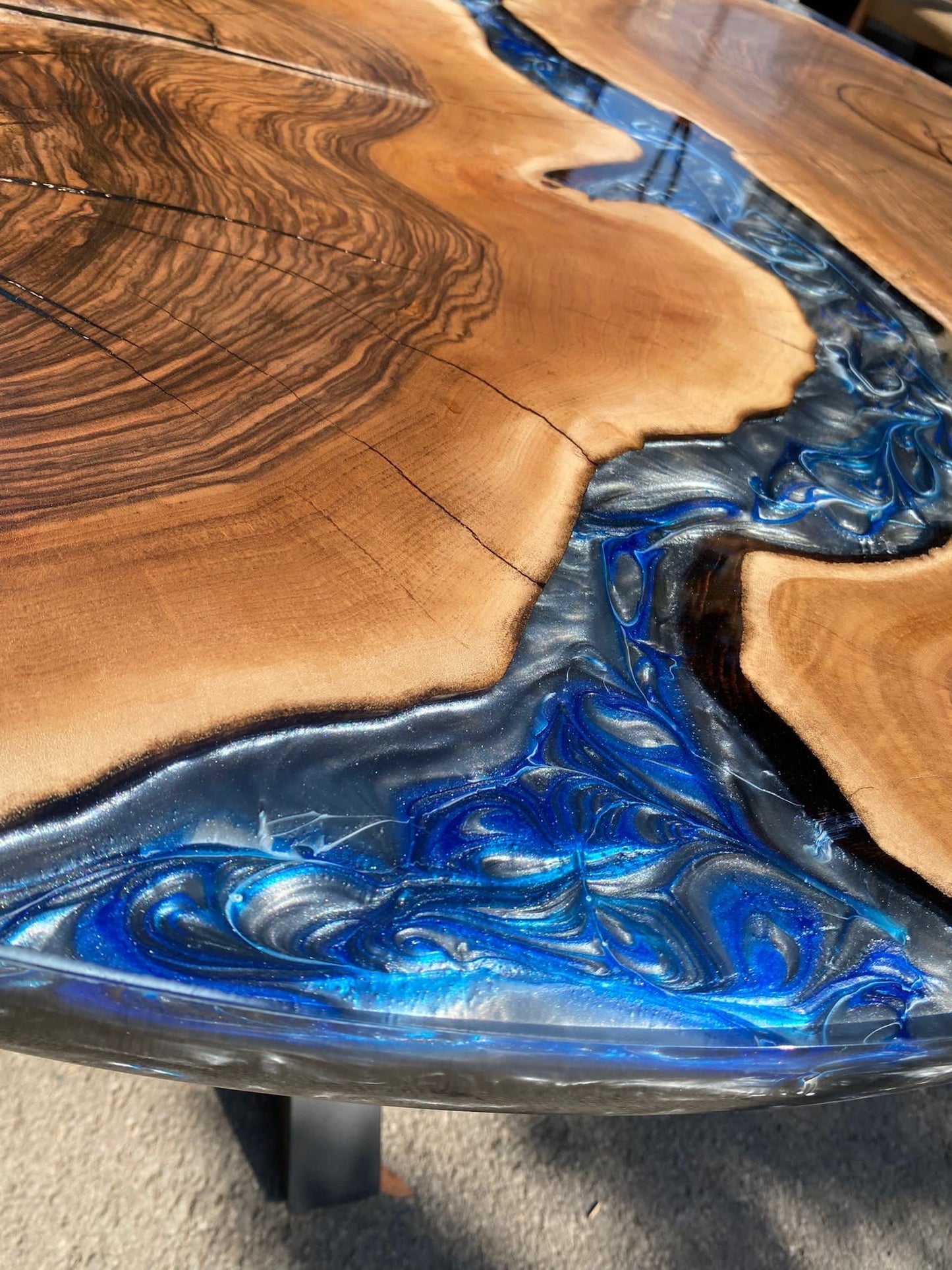 Round  Epoxy Table, Custom 60” Round  Walnut Epoxy Table, Epoxy Dining Table, Live Edge Table, Order for Esther