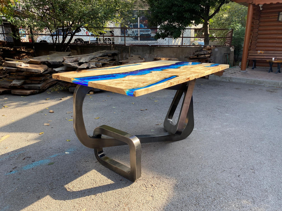 Blue Epoxy Table, Poplar Table, Custom 78” x 44” Poplar Wood Blue, Turquoise Table, Epoxy River Dining Table, Custom Order for Phil