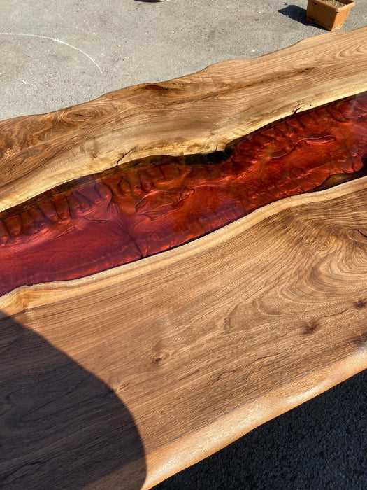 Custom 96" x 36" Epoxy Resin Table, Handmade Crystal Red Epoxy Table, Custom Walnut Epoxy Table, Unique Resin Epoxy Table Name for Taro