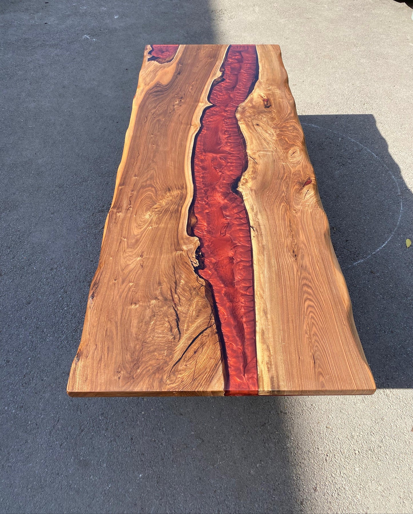 Custom 96" x 36" Epoxy Resin Table, Handmade Red Epoxy Table, Custom Walnut Epoxy Table, Unique Resin Epoxy Table Name Logo for Taro