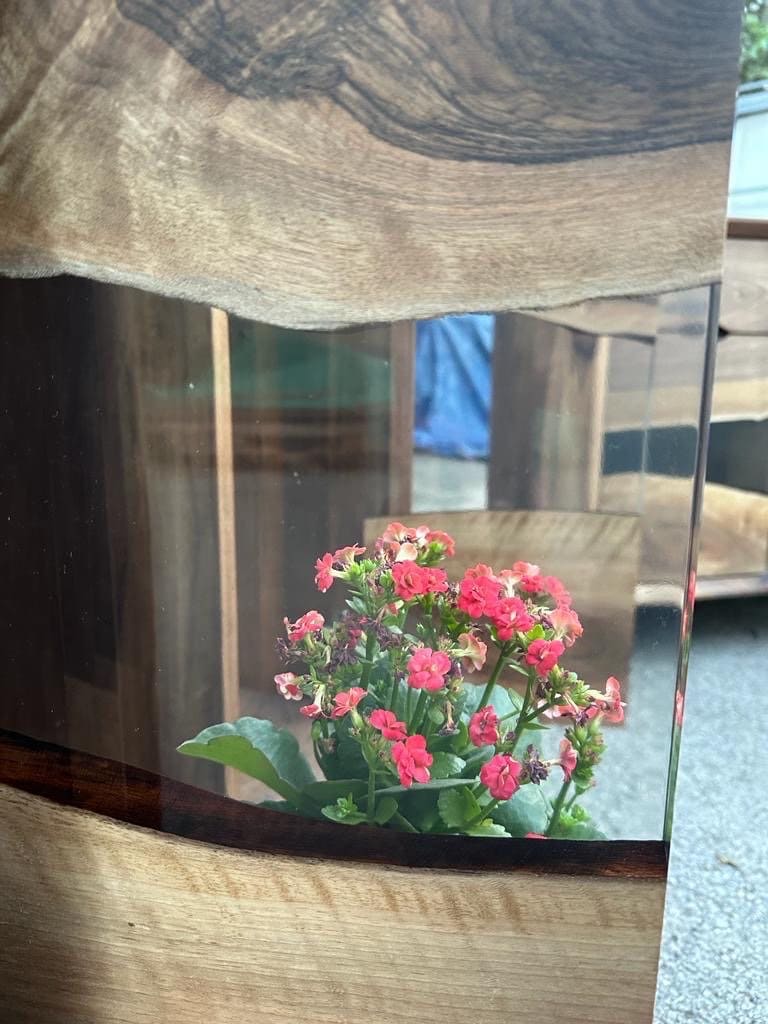 Walnut Wood Epoxy Credenza, Walnut Wood Credenza, Custom 38" x 18" x 36" Epoxy Credenza, Custom Order for Harold C1