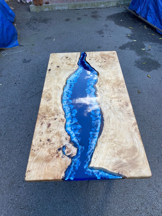 Ocean Table, Poplar Table, Custom 66” x 36” Poplar Ocean Blue, Turquoise White Waves Table, Epoxy River Dining Table Order for Shads