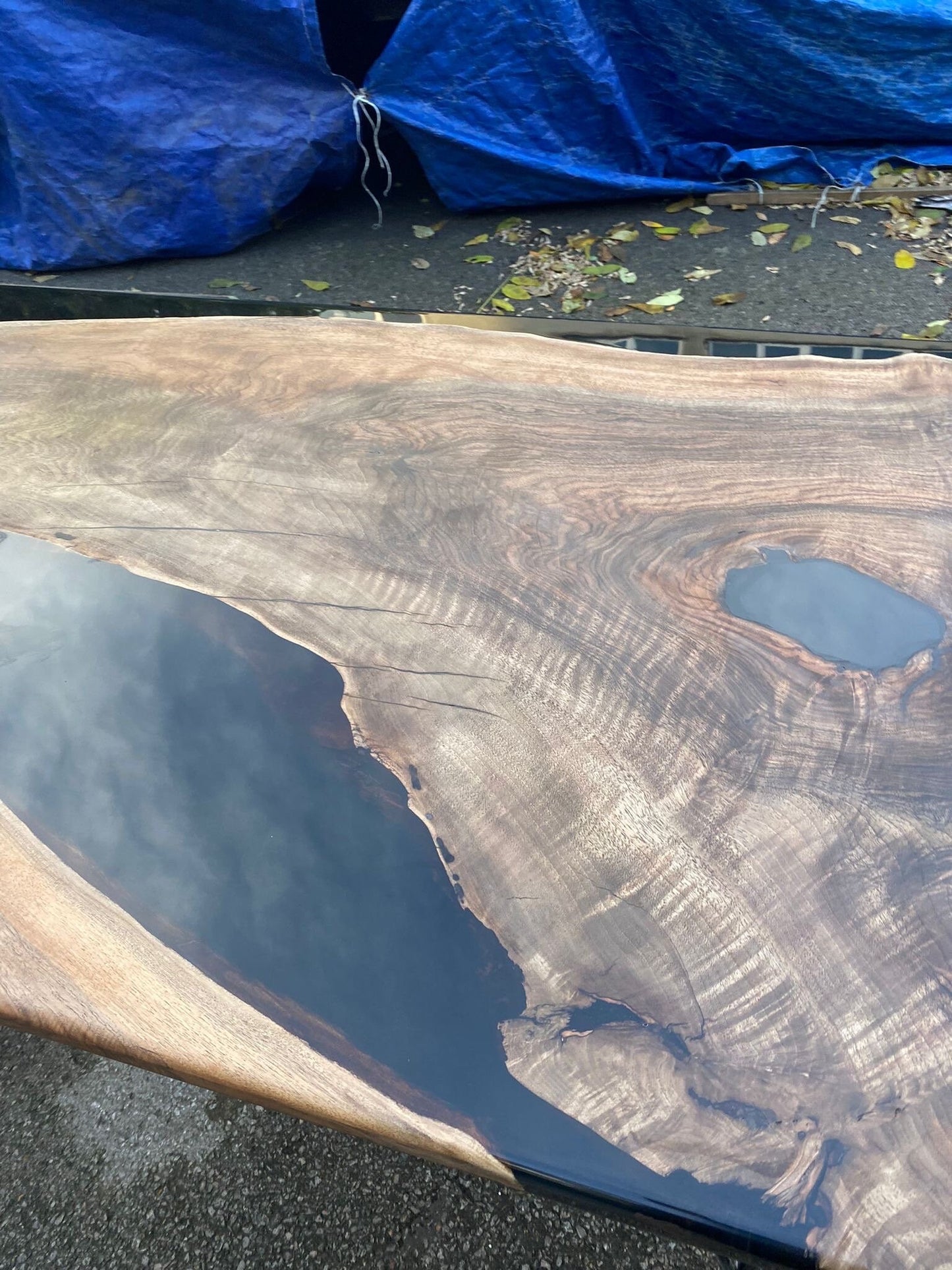 Epoxy Table, Epoxy Dining Table, Walnut Epoxy River Table, Custom 60” x 36” Walnut Black Epoxy River Table Order for Adam M