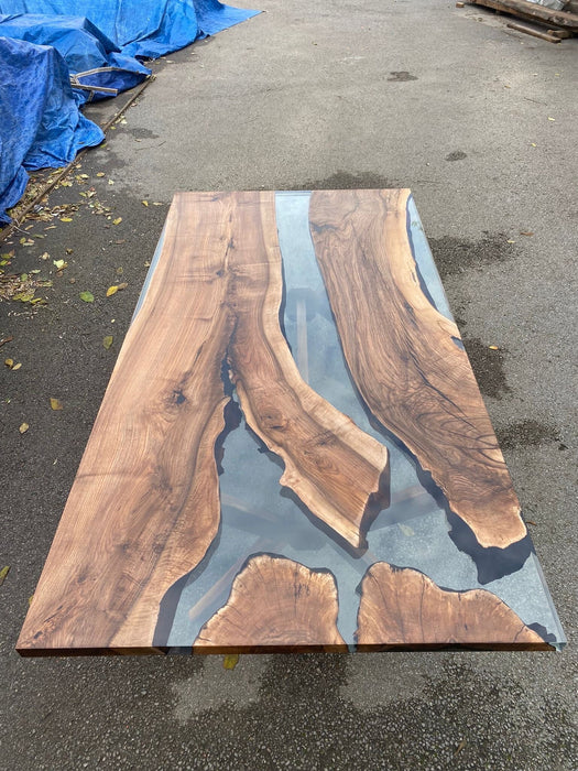 Walnut Dining Table, Epoxy Resin Table, Custom 90” x 46” Table, Epoxy Resin Table, Clear Epoxy Dining Table Table Order for Amber F