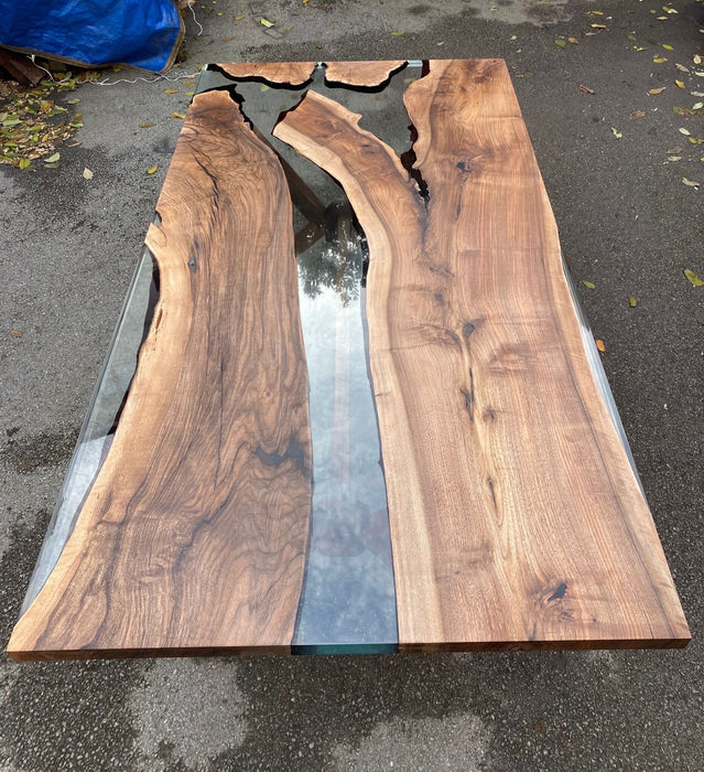 Walnut Dining Table, Epoxy Resin Table, Custom 90” x 46” Table, Epoxy Resin Table, Clear Epoxy Dining Table Table Order for Amber F