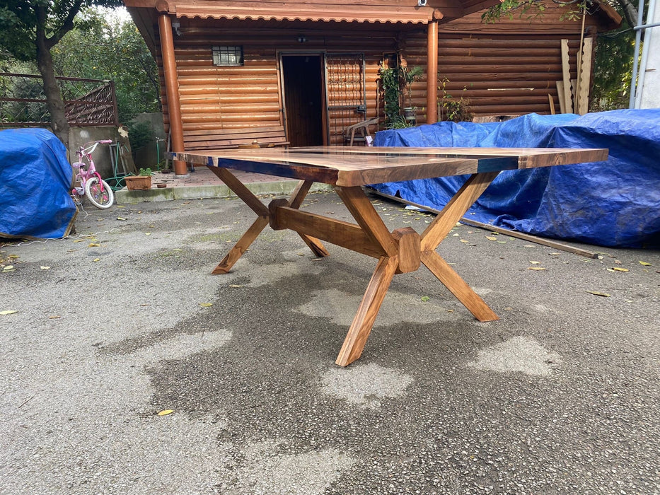 Walnut Dining Table, Epoxy Resin Table, Custom 90” x 46” Table, Epoxy Resin Table, Clear Epoxy Dining Table Table Order for Amber F