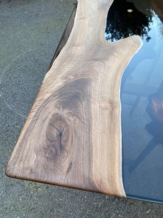 Epoxy Table, Epoxy Dining Tabletop, Walnut Table top, Custom 48” x 36” Walnut Smoke Gray Epoxy River Table Top Order for Matt H