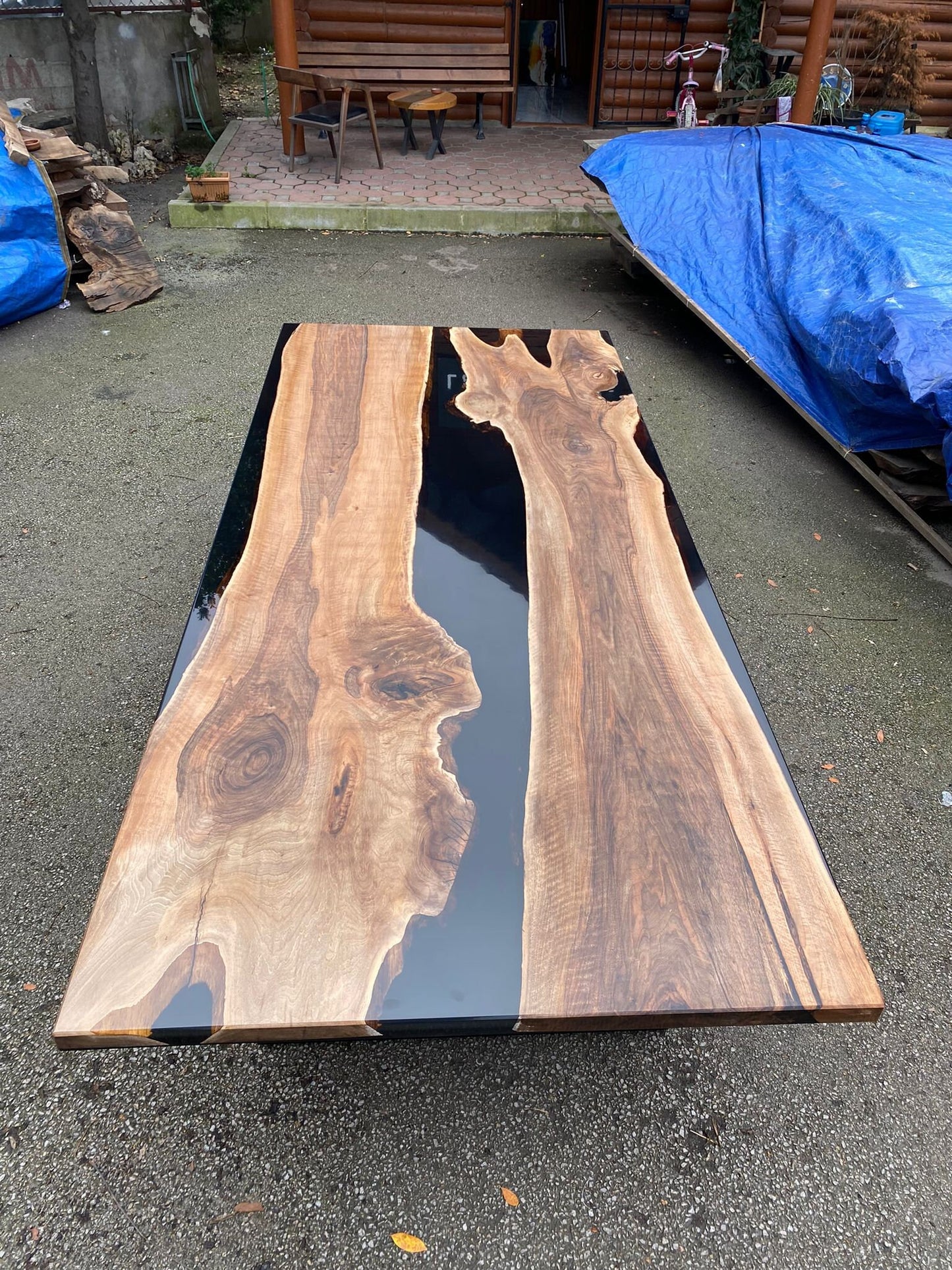 Epoxy Resin Table, Custom 115” x 50” Walnut Black Epoxy Dining Table, Handmade Epoxy Table, Unique Resin Epoxy Table Tampa