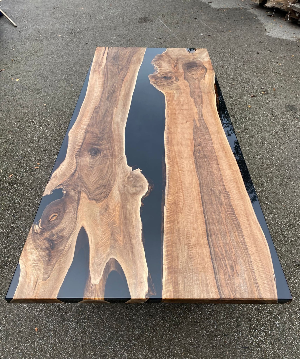 Epoxy Resin Table, Custom 115” x 50” Walnut Black Epoxy Dining Table ...