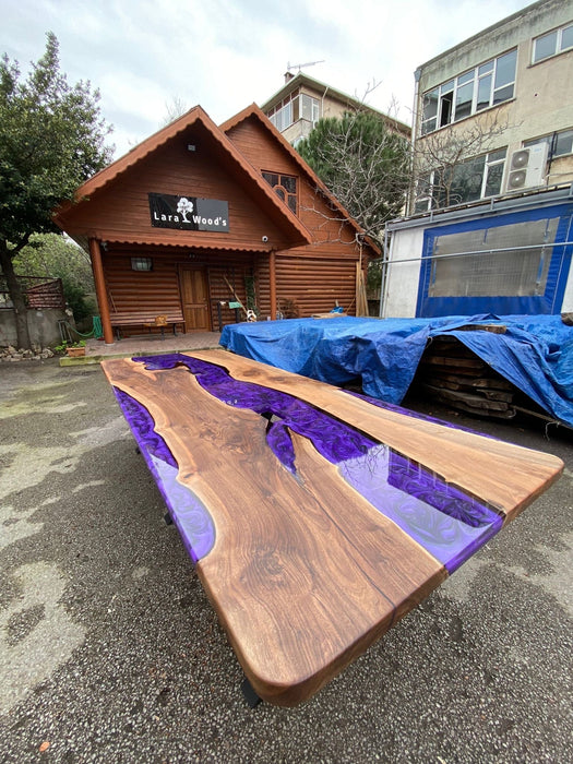 Walnut Dining Table, Epoxy Dining Table, Epoxy Resin Table, Live Edge Table, River Table, Custom 115” x 44” Wooden Table for Brian