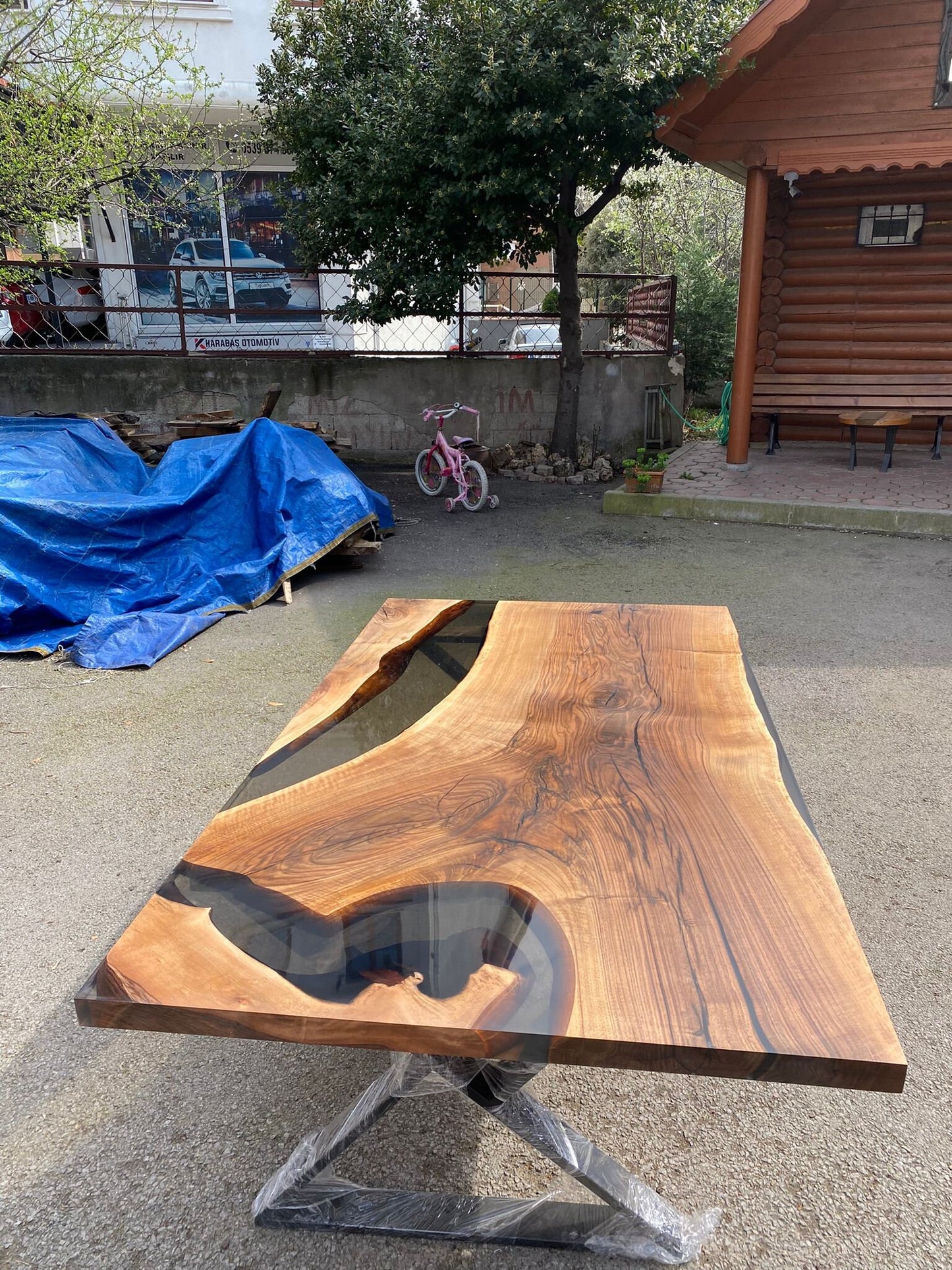 Epoxy Table, Epoxy Dining Table, Walnut Epoxy River Table, Custom 72” x 40” Walnut Smokey Gray Epoxy River Table Order