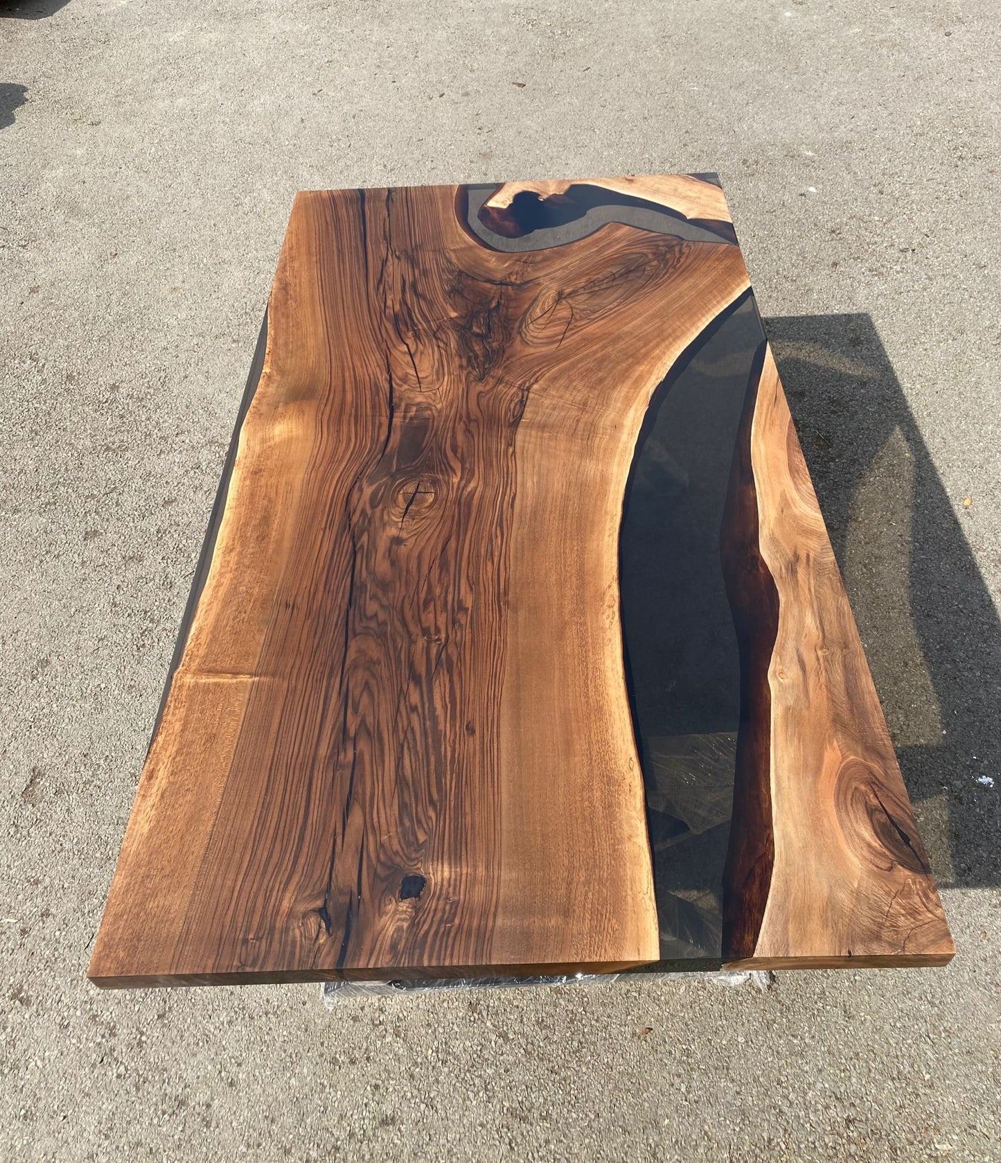 READY TO SHIP Epoxy Table, Epoxy Dining Table, Walnut Epoxy River Table, Custom 72” x 40” Walnut Smokey Gray Epoxy River Table Order