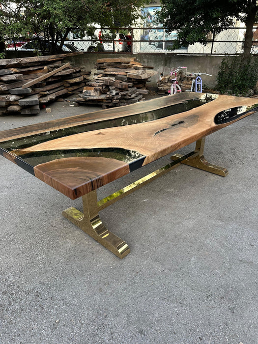 River Table, Live Edge Table, Custom 96” x 40" Walnut Smoke Gray Table, Epoxy River Table, Epoxy Resin Table, Custom Order for Brian G