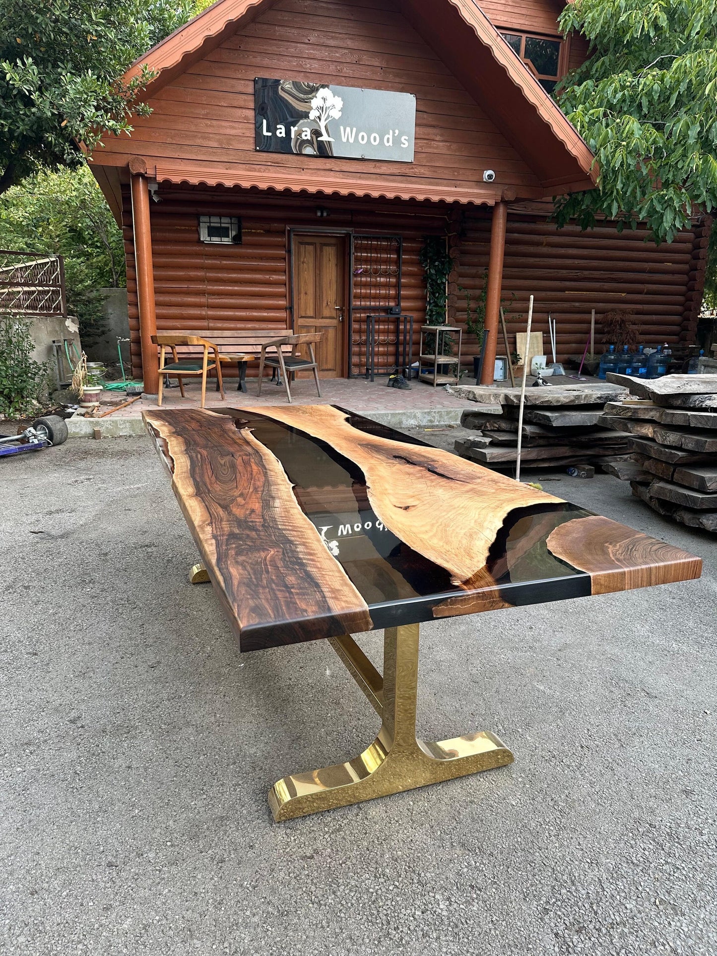 River Table, Live Edge Table, Custom 96” x 40" Walnut Smoke Gray Table, Epoxy River Table, Epoxy Resin Table, Custom Order for Brian G