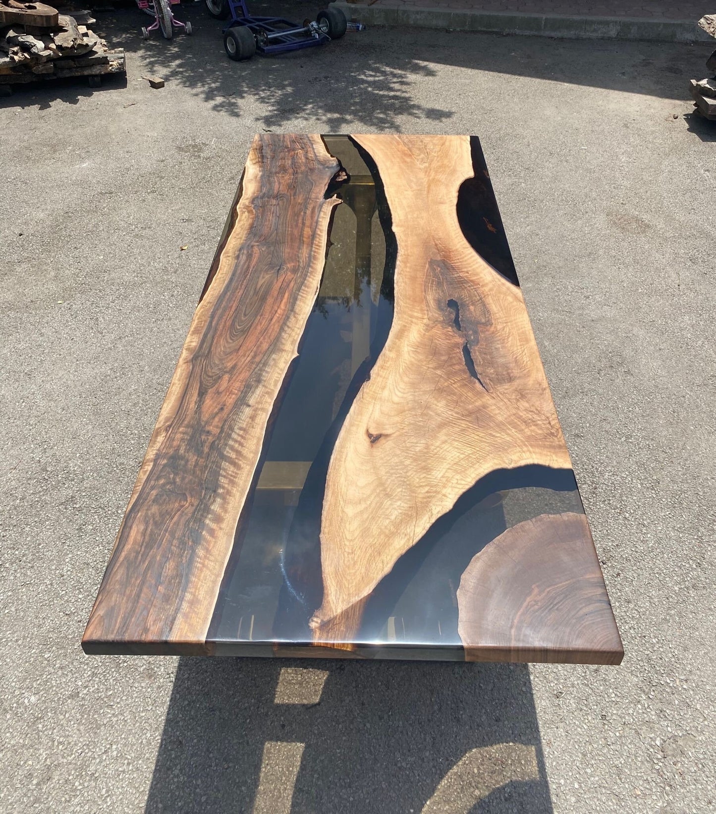 River Table, Live Edge Table, Custom 96” x 40" Walnut Smoke Gray Table, Epoxy River Table, Epoxy Resin Table, Custom Order for Brian G