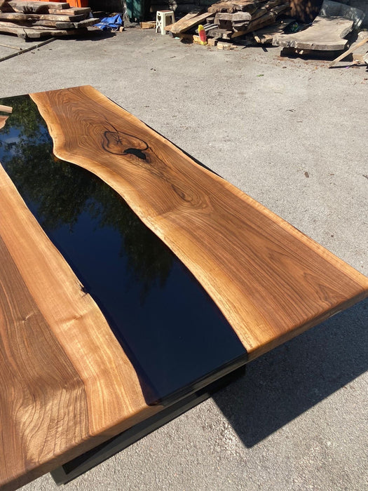 Epoxy Resin Table, Custom 84” x 42” Walnut Black Epoxy Dining Table, Handmade Epoxy Table, Unique Resin Epoxy Table Robin H