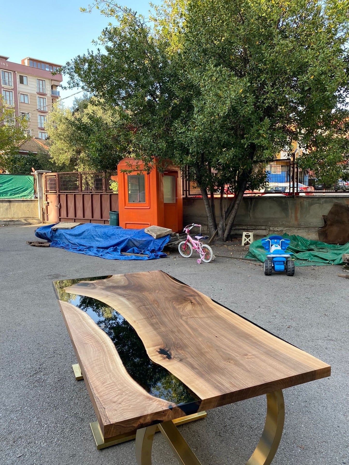 Epoxy Table, Epoxy Dining Table, Walnut Epoxy River Table, Custom 84” x 40” Walnut Black Epoxy River Table Order for Magalie