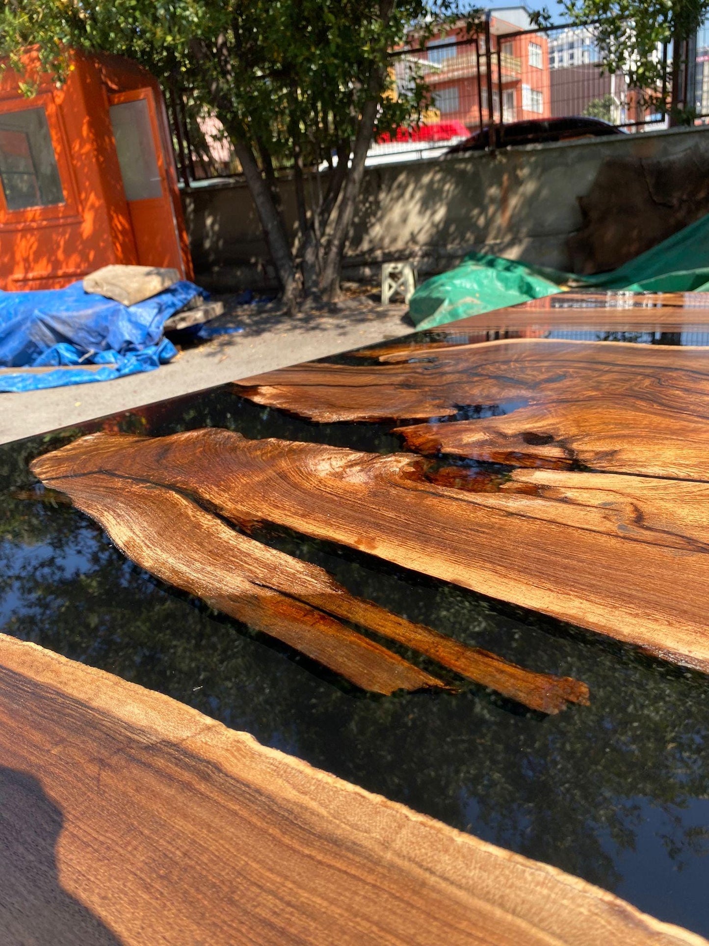 Custom Epoxy Resin Table, Custom 112” x 70" Black Epoxy Table, River Table, Live Edge Table, Custom Order for Tara C