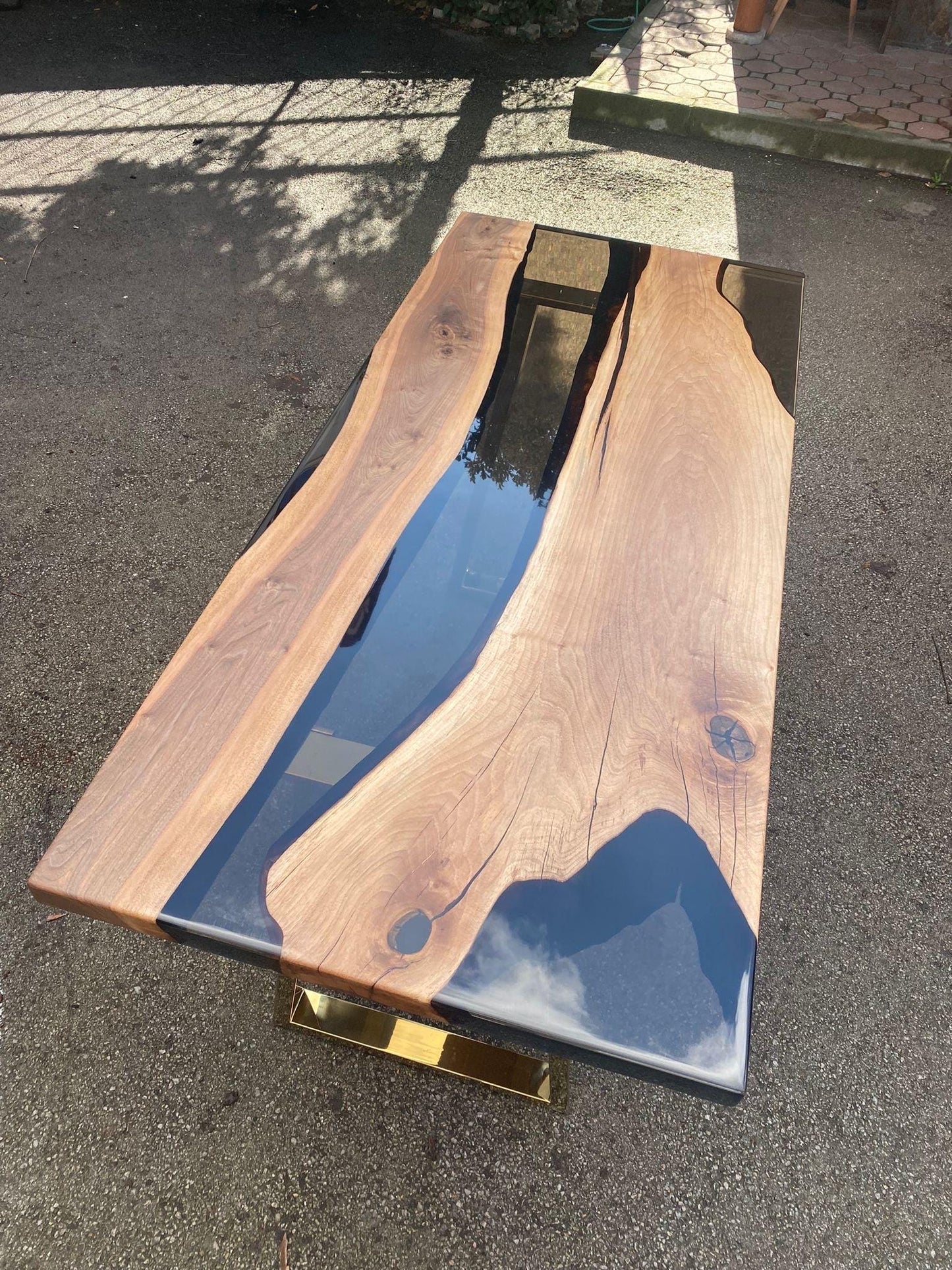 River Table, Live Edge Table, Custom 79” x 35" Walnut Smoke Gray Table, Epoxy River Table, Epoxy Resin Table, Custom Order for Paige