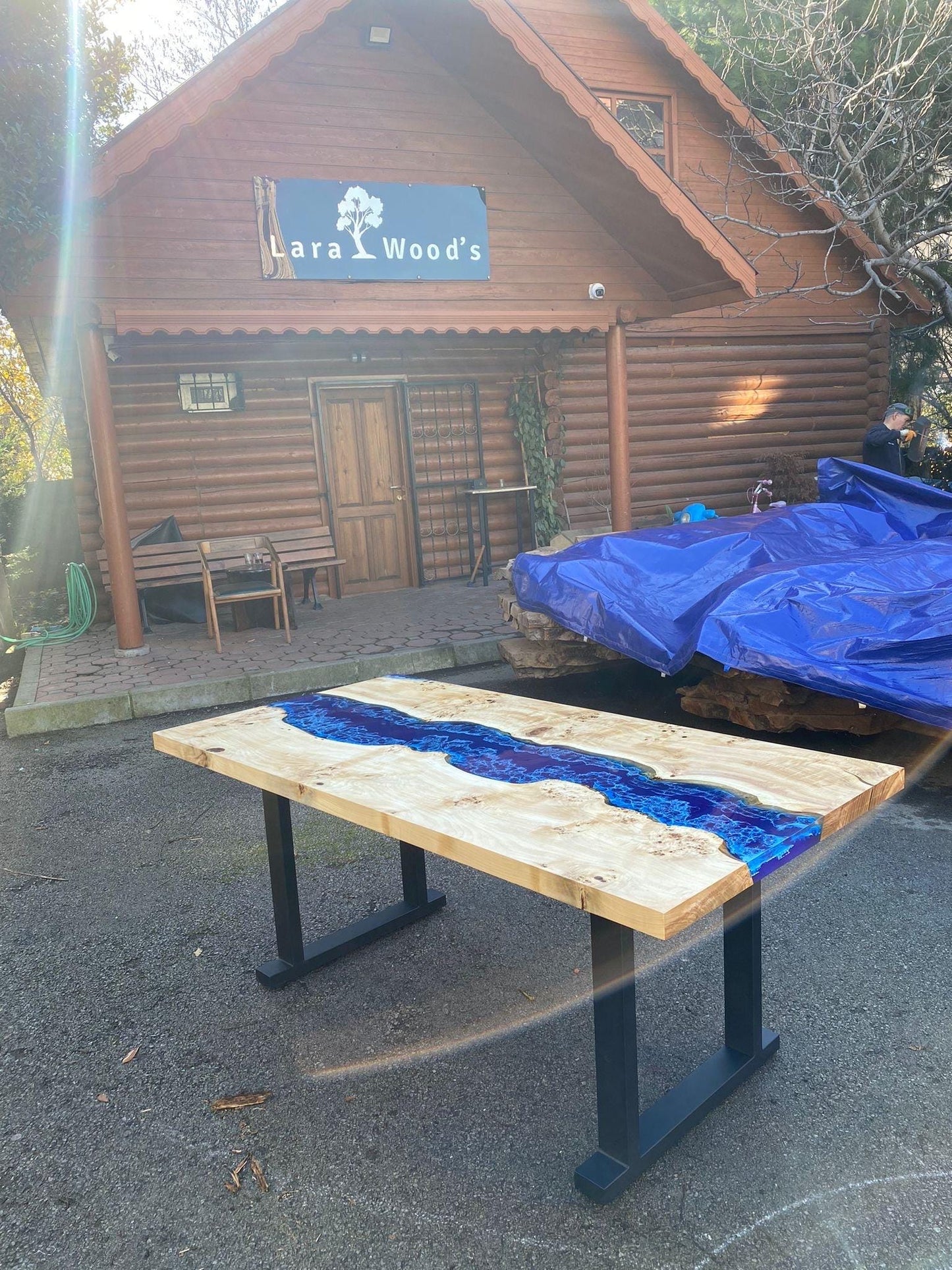 Ocean Table, Poplar Wood Epoxy Table, Custom 72” x 36” Poplar Ocean Blue, Turquoise White Waves Table, Epoxy Table Order for Sharon H