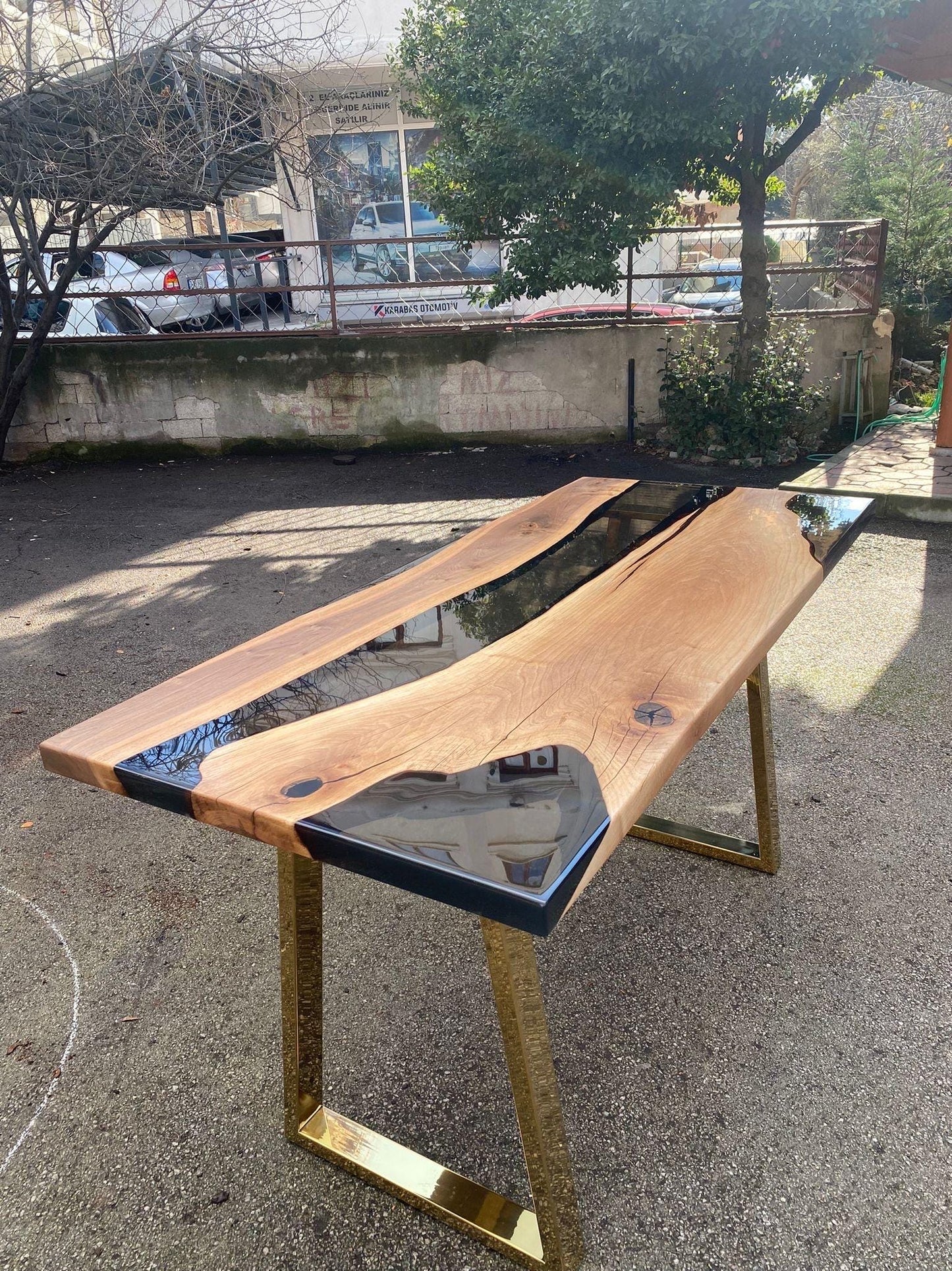 River Table, Live Edge Table, Custom 79” x 35" Walnut Smoke Gray Table, Epoxy River Table, Epoxy Resin Table, Custom Order for Paige